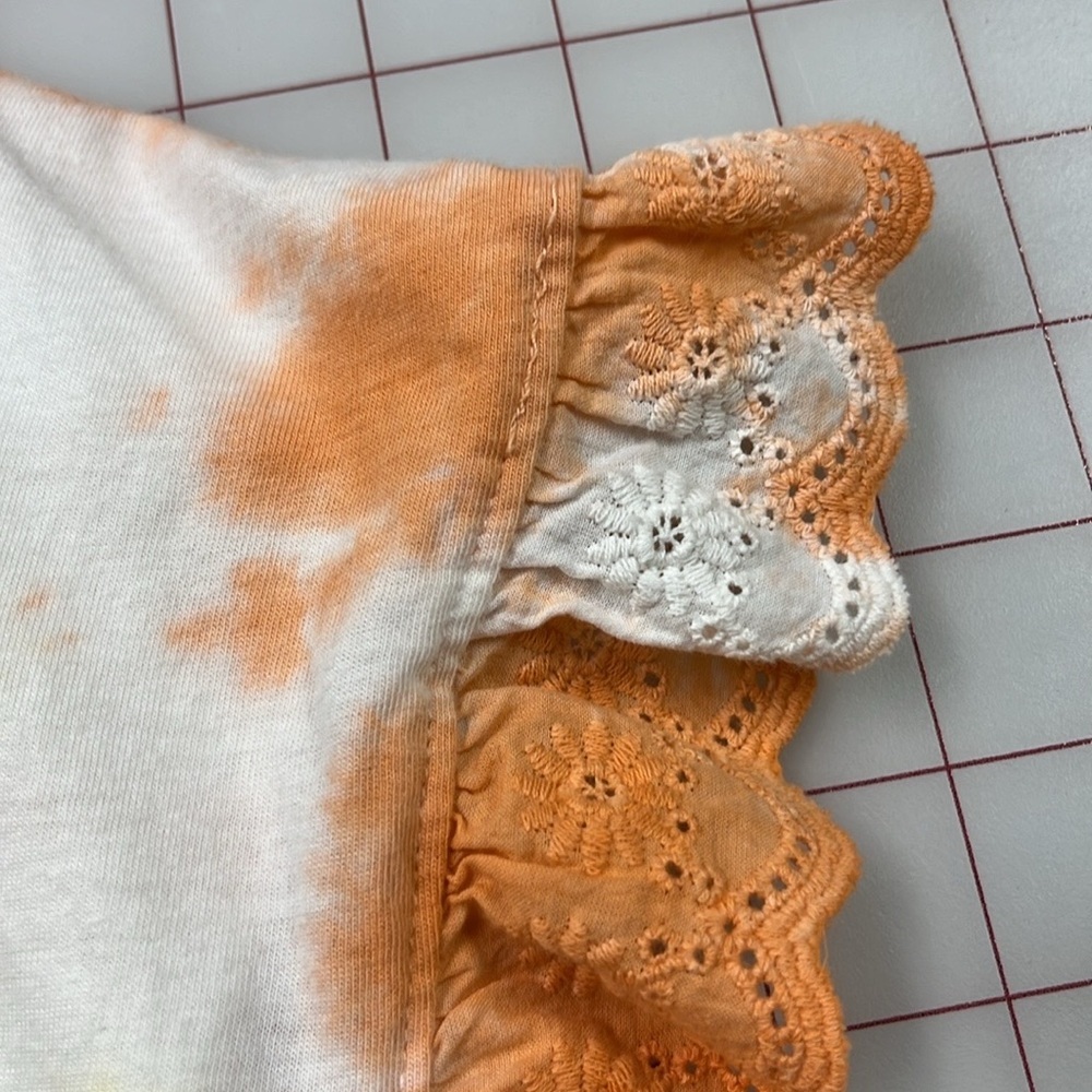 CES FEMME ORGANIC COTTON Boho Beach Tie Dye Tiered Baby Doll Eyelet SLV Dress M - Picture 10 of 15